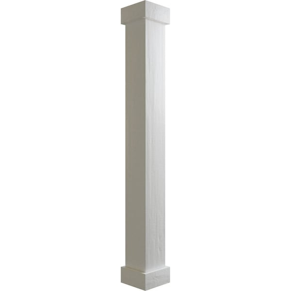 Ekena Millwork Rough Cedar Faux Wood Non-Tapered Square Column Wrap w/ Standard Capital & Base, 6"W x 16'H COLURC06X192STUF - main